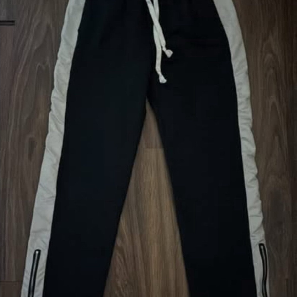 Black Track Pants with White Side Panels